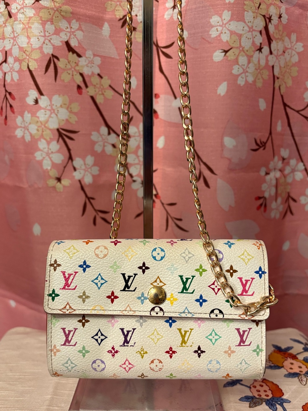 Louis Vuitton Monogram Murakami Multicolor Alexandra Wallet White LE 2007 COA